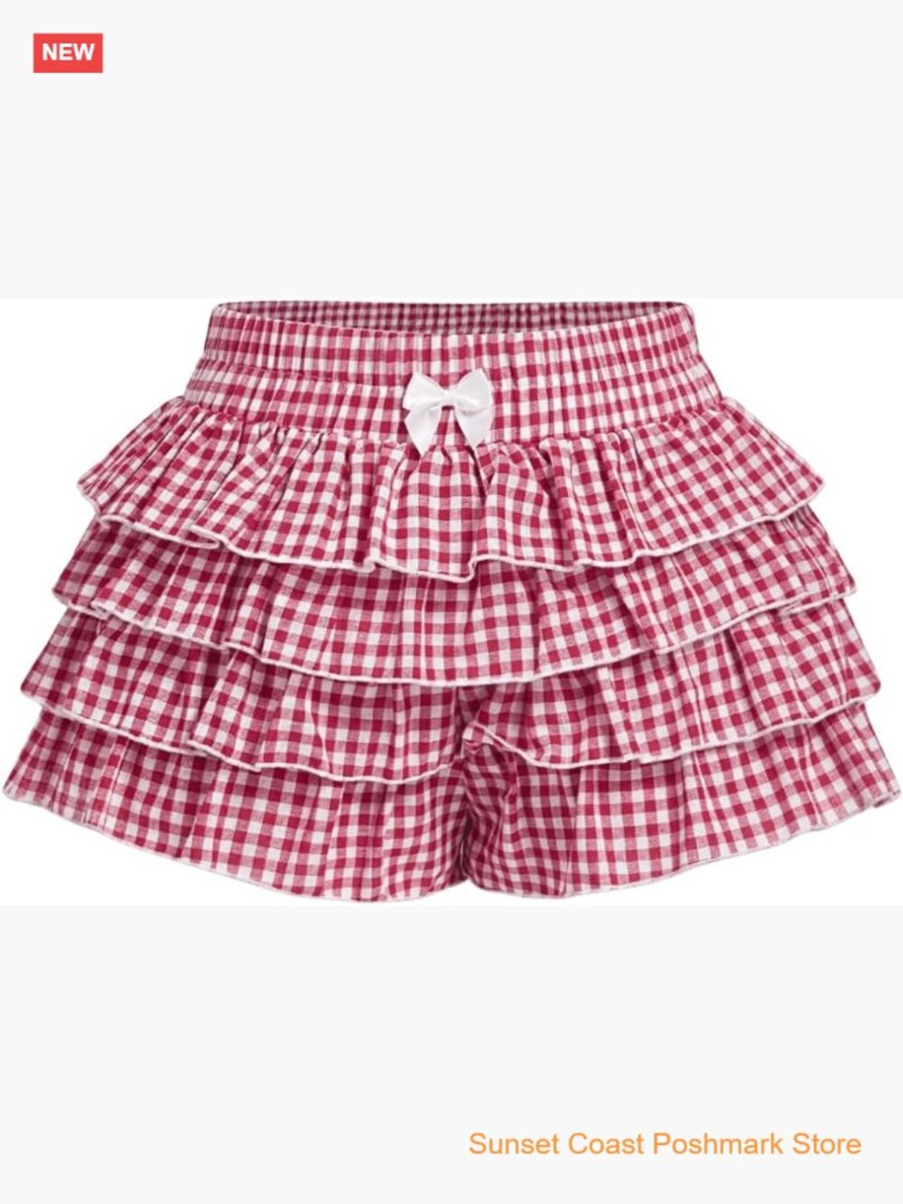 Gingham Ruffle Bloomers High Waist Micro Shorts Cute Going Out Brunch Outfits